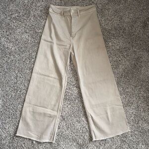 ZARA High-Rise Beige Wide-Leg Pants Size 8